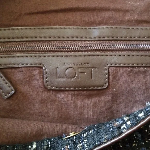 CLOSET BLOWOUT!   💖 LOFT Tweed Hobo Shoulder Bag with Vegan Leather - Picture 4 of 6